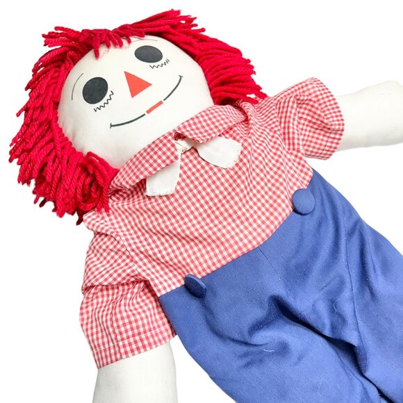 Handmade 1960s Raggedy Ann Andy Dolls Red Yarn Hair Cloth Bodies Classic 34x19 - Picture 16 of 16